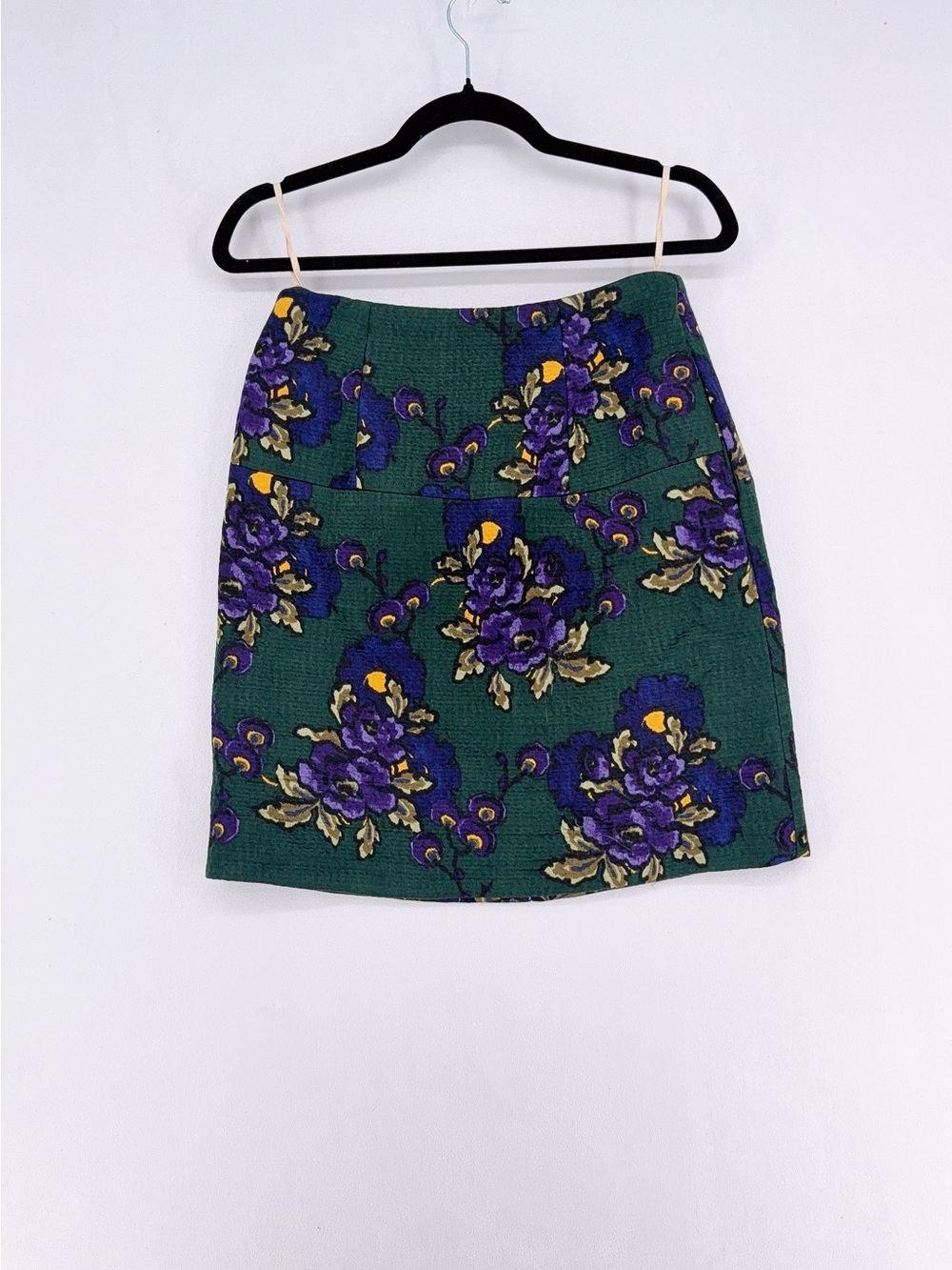 Marni Skirt Textured Wool/Silk Forest Green Purple Flower silk/wool size S (38)